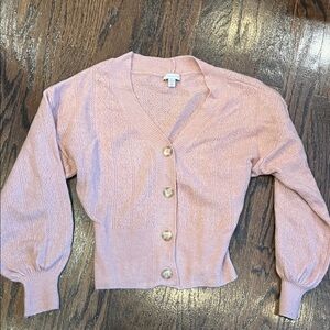 Topshop Cinched Pink Button-Up Women's Sweater